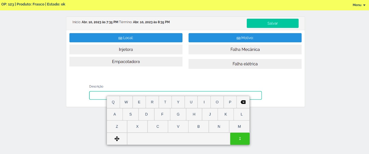 Interface de exibição de dados
