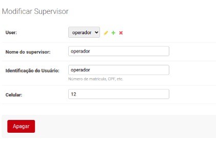 Interface cadastro de supervisor